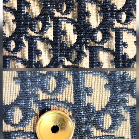 Auth 💞Christian Dior Vintage Navy Jacquard Shoulder Bag W/Adjustable Strap - Picture 14 of 14